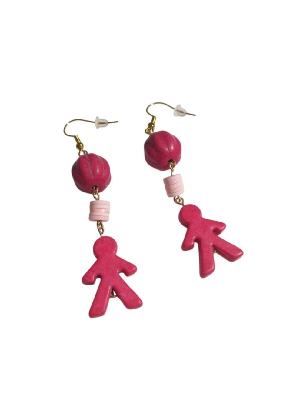 Pink Handmade Beaded Drop Dangle Earring Playful Hook Teacher Children Education